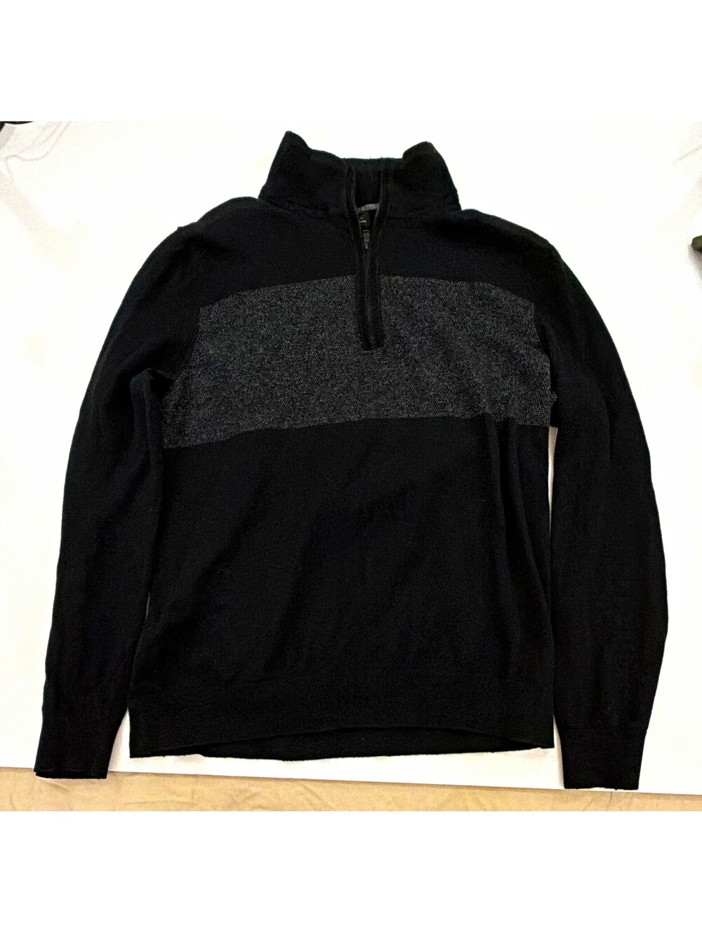 Banana Republic Cotton Cashmere Knit 1/4 Zip Mock Neck Colorblock Sweater L